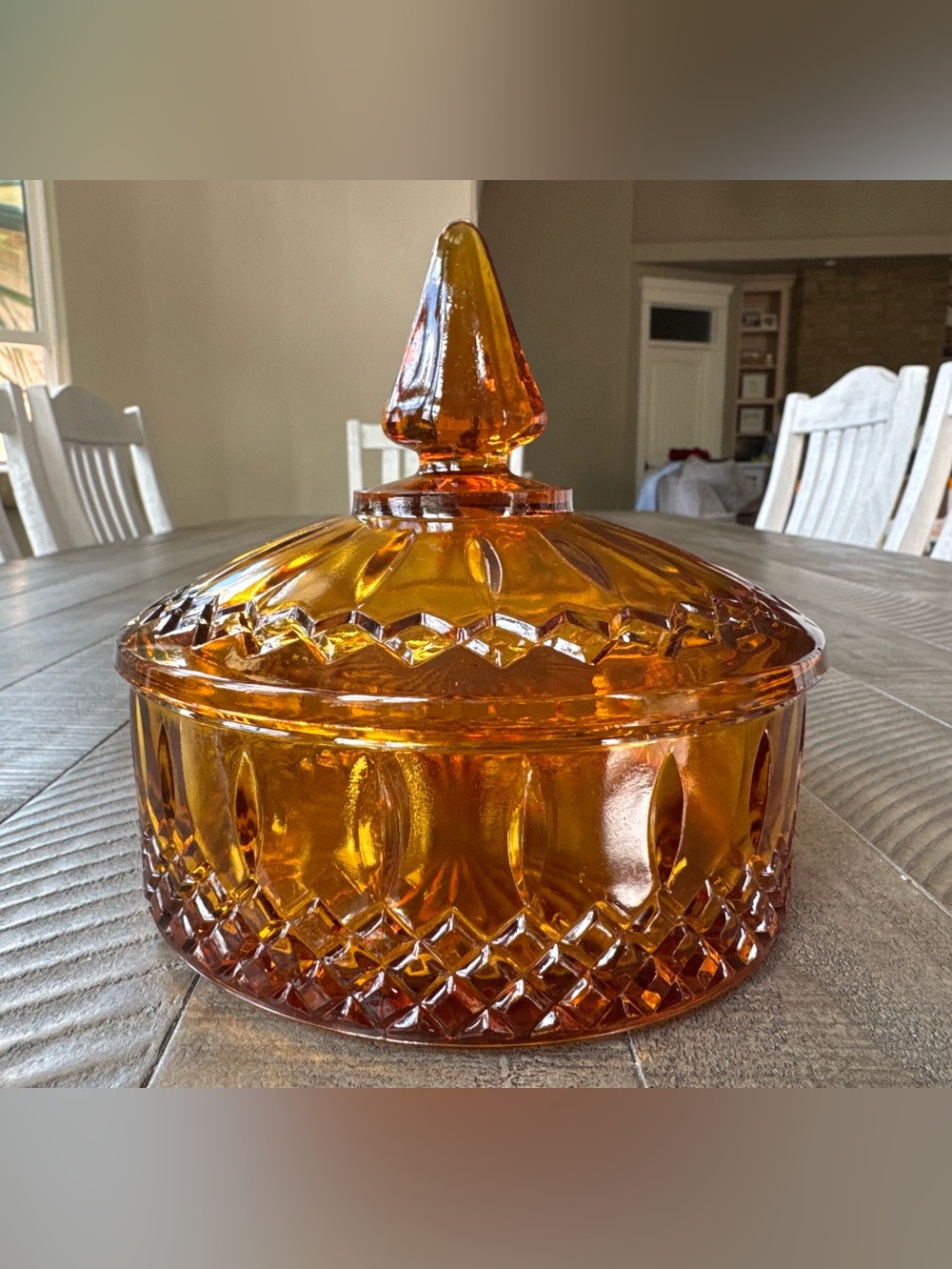 Vintage Indiana Glass Amber Princess Pattern Candy Dish